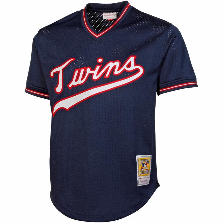 minnesota twins kirby puckett mitchell & ness granatowy 1985 autentyczna kolekcja cooperstown siatkowa koszulka treningowa mrugnięcia mężczyźni 0J02V1360 MLB Jerseys