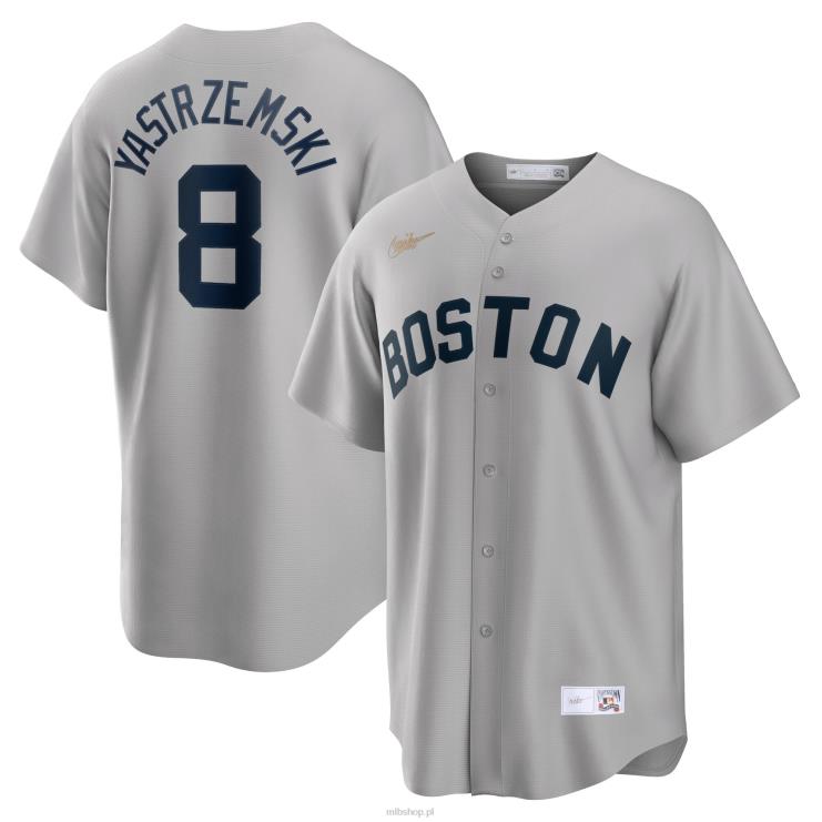 boston red sox carl yastrzemski nike szara koszulka z kolekcji road cooperstown mężczyźni 0J02V349 MLB Jerseys