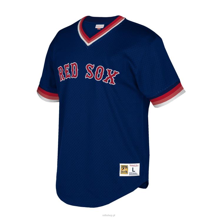 boston red sox mitchell & ness granatowy duży i wysoki cooperstown kolekcja siateczkowa koszulka z napisem V-neck mężczyźni 0J02V1317 MLB Jerseys