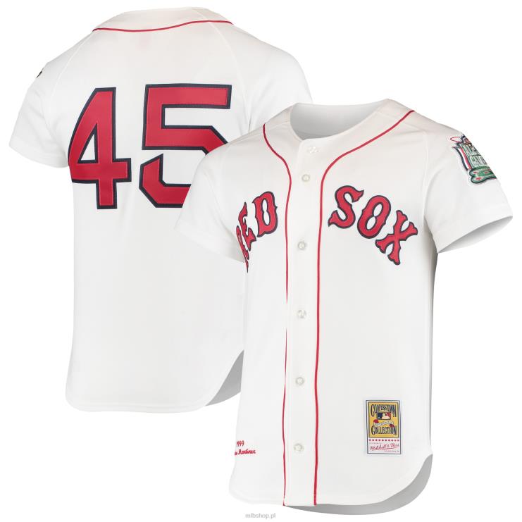 boston red sox pedro martinez mitchell & ness biały 1999 kolekcja cooperstown dom autentyczna koszulka mężczyźni 0J02V702 MLB Jerseys