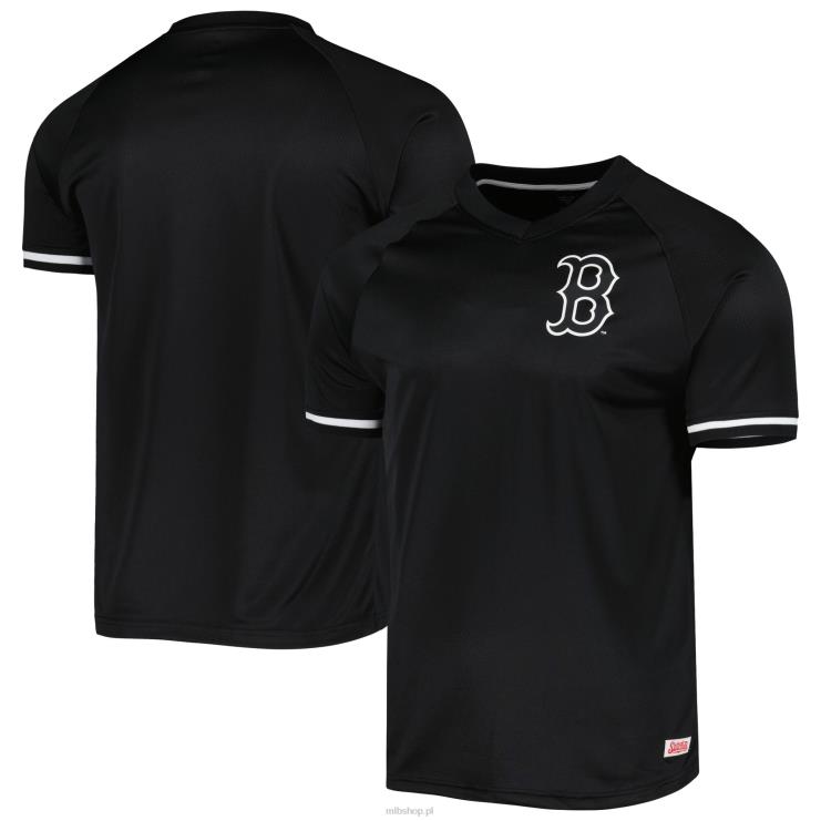 boston red sox szwy czarna koszulka raglanowa z dekoltem w szpic mężczyźni 0J02V1144 MLB Jerseys