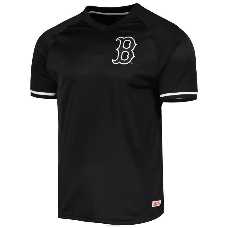 boston red sox szwy czarna koszulka raglanowa z dekoltem w szpic mężczyźni 0J02V1144 MLB Jerseys