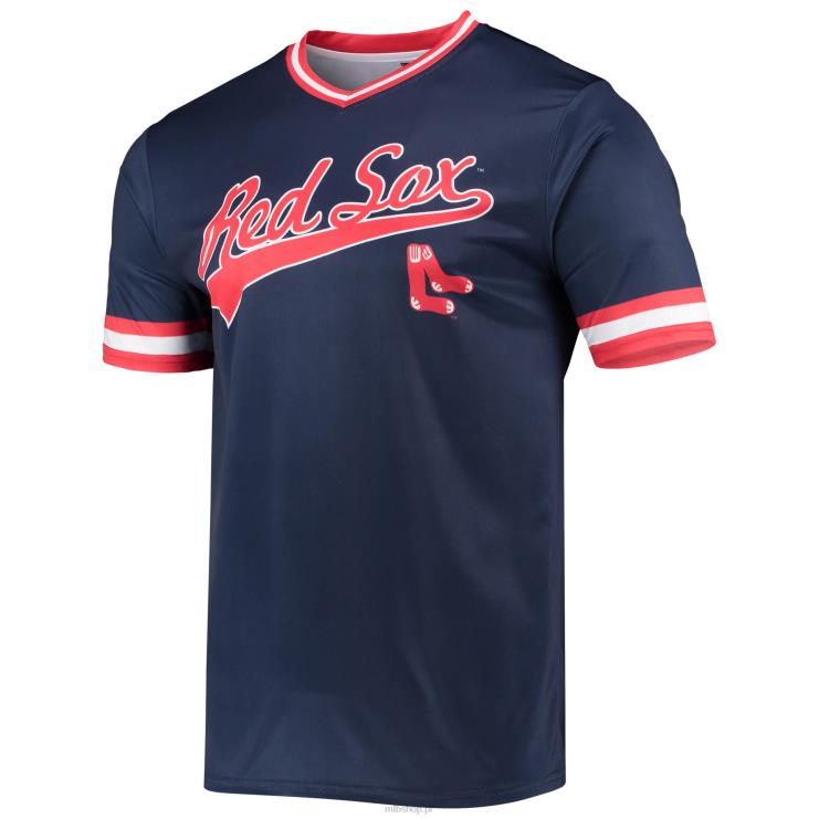 boston red sox szwy granatowo-czerwony cooperstown kolekcja v-neck koszulka w kolorze drużyny mężczyźni 0J02V990 MLB Jerseys