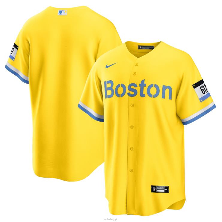 replika koszulki nike boston red sox nike złoto/jasnoniebieska city connect mężczyźni 0J02V870 MLB Jerseys