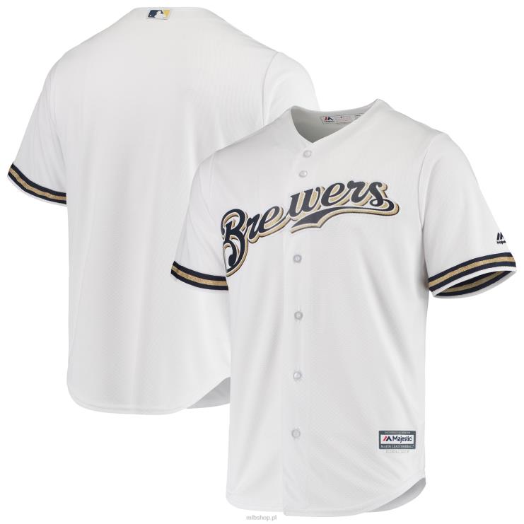 Milwaukee brewers majestatyczna biała domowa chłodna koszulka podstawowa mężczyźni 0J02V1389 MLB Jerseys