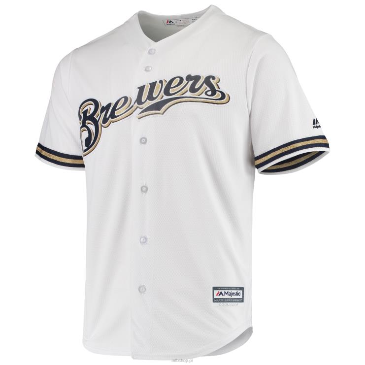 Milwaukee brewers majestatyczna biała domowa chłodna koszulka podstawowa mężczyźni 0J02V1389 MLB Jerseys