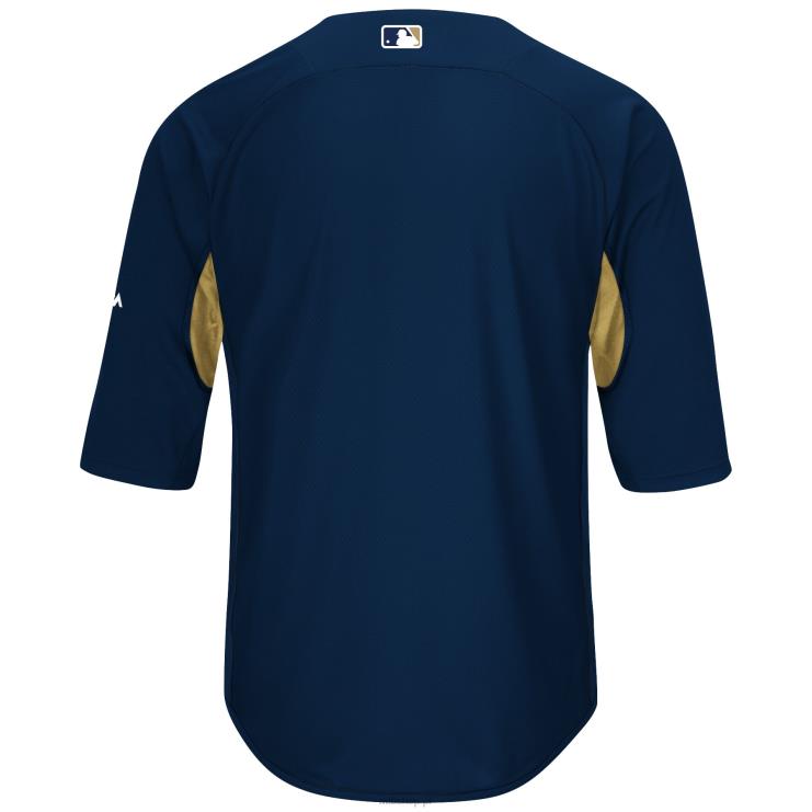 Milwaukee brewers majestatyczna granatowo-złota autentyczna kolekcja on-field koszulka treningowa z rękawami 3/4 mężczyźni 0J02V1507 MLB Jerseys