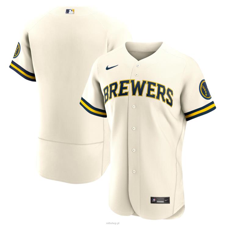 Milwaukee brewers nike kremowa koszulka domowa z autentycznym logo zespołu mężczyźni 0J02V1324 MLB Jerseys