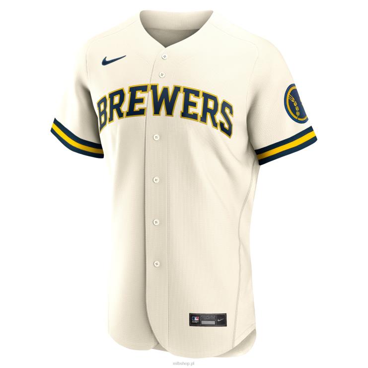 Milwaukee brewers nike kremowa koszulka domowa z autentycznym logo zespołu mężczyźni 0J02V1324 MLB Jerseys