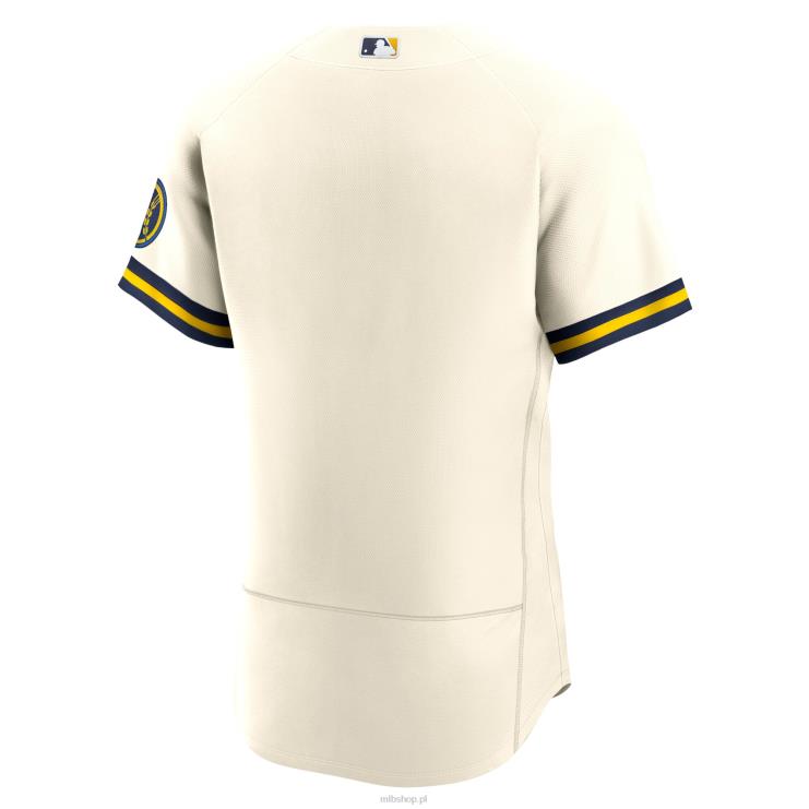 Milwaukee brewers nike kremowa koszulka domowa z autentycznym logo zespołu mężczyźni 0J02V1324 MLB Jerseys