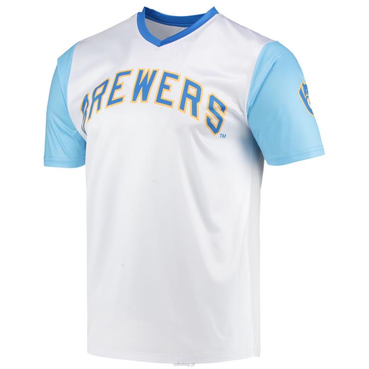 Milwaukee brewers szwy biała koszulka z dekoltem w szpic z kolekcji cooperstown mężczyźni 0J02V1581 MLB Jerseys