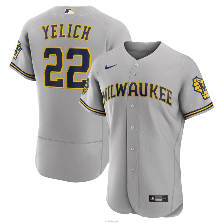 bluza milwaukee brewers christian yelich nike szara autentyczna koszulka gracza mężczyźni 0J02V1621 MLB Jerseys
