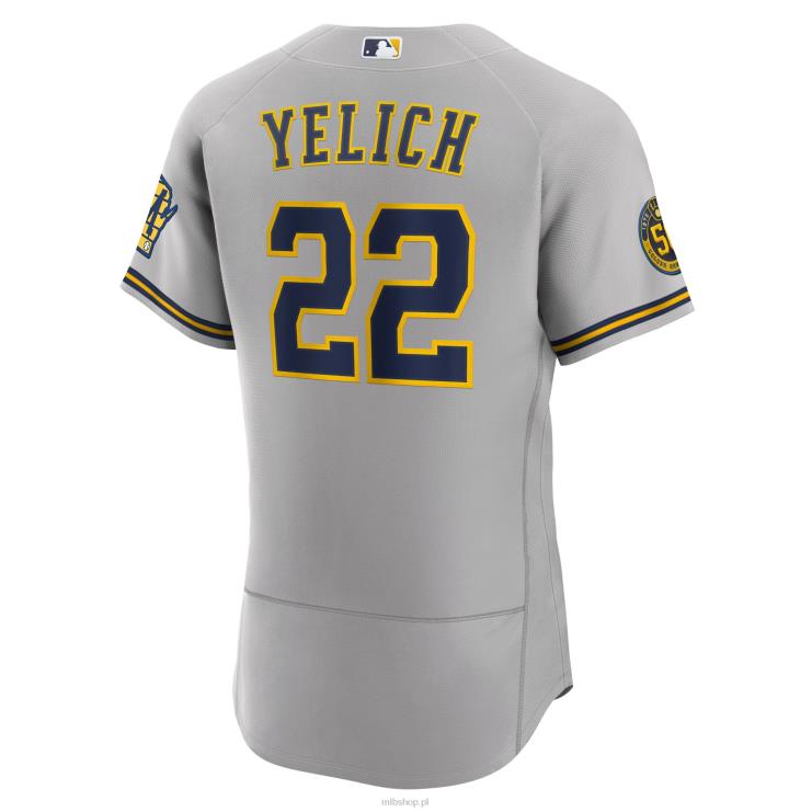 bluza milwaukee brewers christian yelich nike szara autentyczna koszulka gracza mężczyźni 0J02V1621 MLB Jerseys