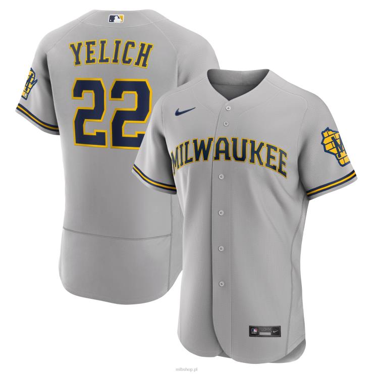 bluza milwaukee brewers christian yelich nike szara koszulka z autentycznym logo gracza mężczyźni 0J02V922 MLB Jerseys