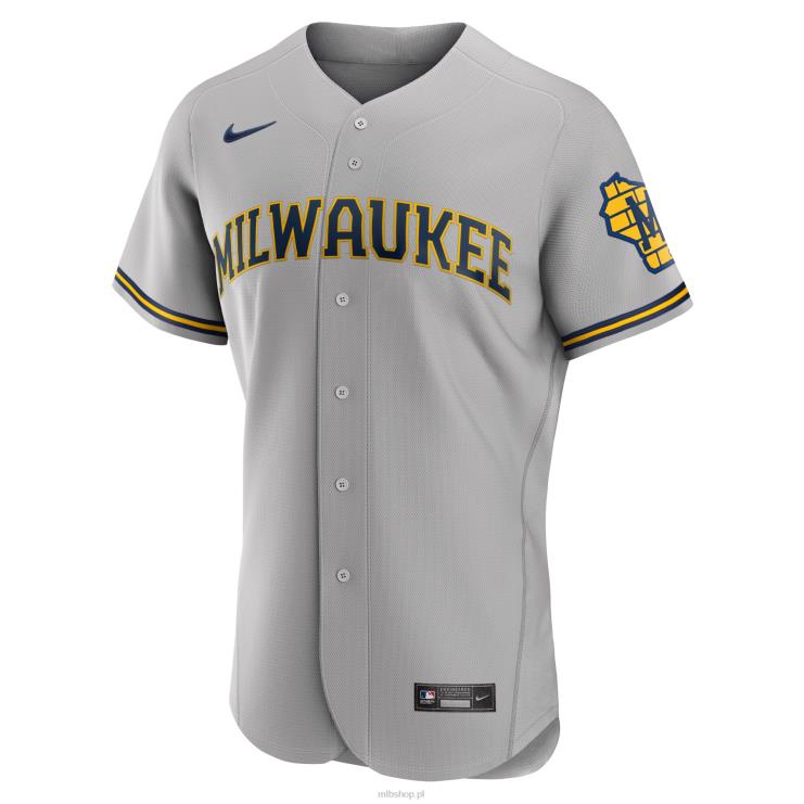 bluza milwaukee brewers christian yelich nike szara koszulka z autentycznym logo gracza mężczyźni 0J02V922 MLB Jerseys