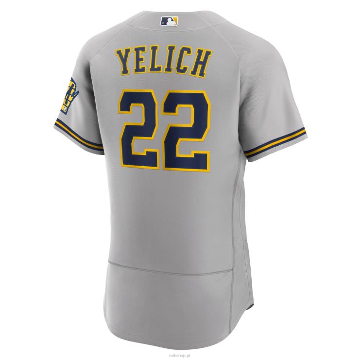 bluza milwaukee brewers christian yelich nike szara koszulka z autentycznym logo gracza mężczyźni 0J02V922 MLB Jerseys