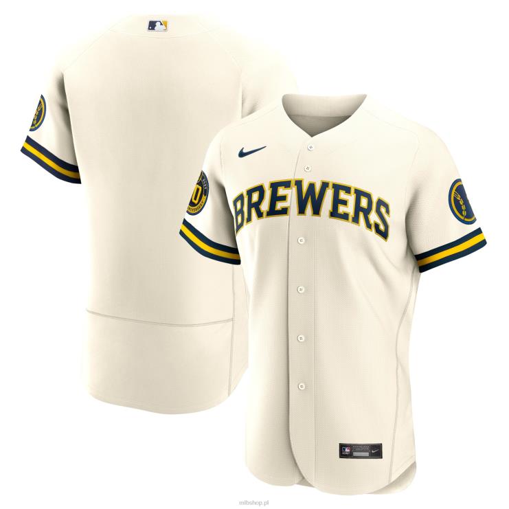 kremowa autentyczna koszulka domowa marki Milwaukee brewers nike mężczyźni 0J02V1316 MLB Jerseys
