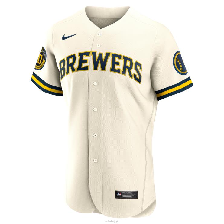 kremowa autentyczna koszulka domowa marki Milwaukee brewers nike mężczyźni 0J02V1316 MLB Jerseys