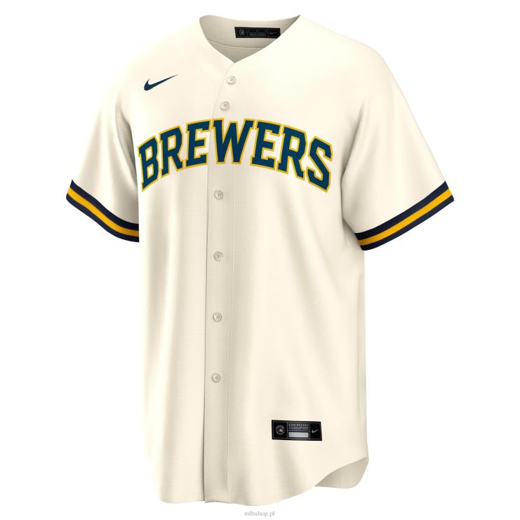 kremowa replika koszulki domowej firmy Milwaukee brewers nike mężczyźni 0J02V756 MLB Jerseys