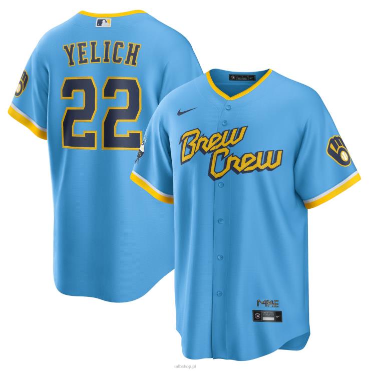 milwaukee brewers christian yelich nike proszek niebieski 2022 city connect replika koszulki gracza mężczyźni 0J02V370 MLB Jerseys
