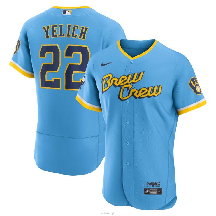 milwaukee brewers christian yelich nike pudrowy niebieski 2022 city connect autentyczna koszulka gracza mężczyźni 0J02V1100 MLB Jerseys