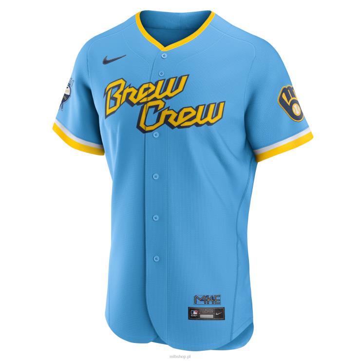 milwaukee brewers christian yelich nike pudrowy niebieski 2022 city connect autentyczna koszulka gracza mężczyźni 0J02V1100 MLB Jerseys