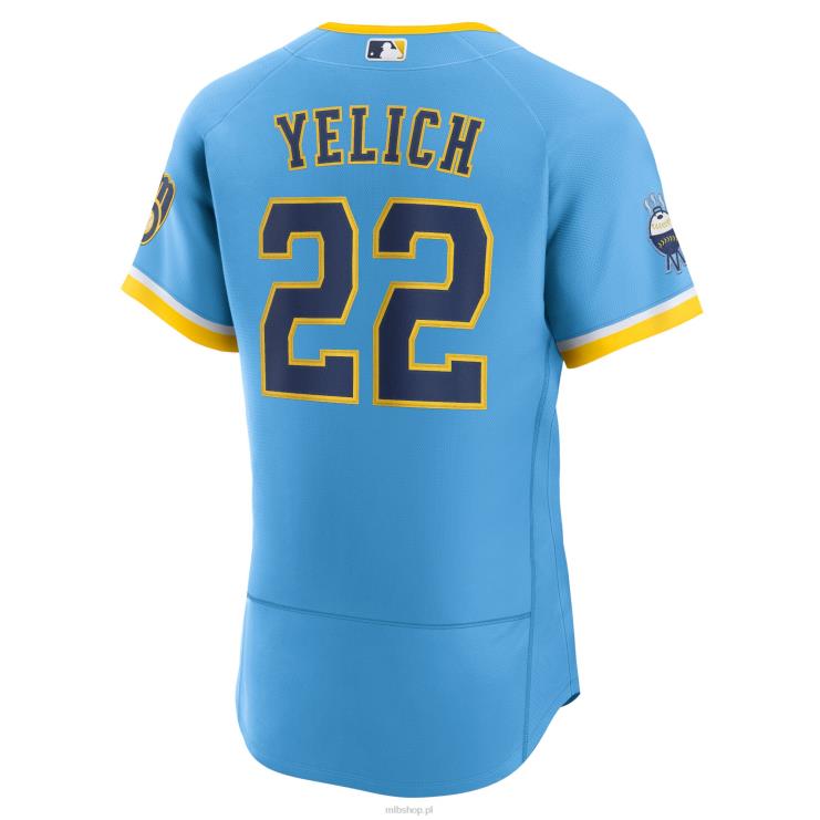 milwaukee brewers christian yelich nike pudrowy niebieski 2022 city connect autentyczna koszulka gracza mężczyźni 0J02V1100 MLB Jerseys