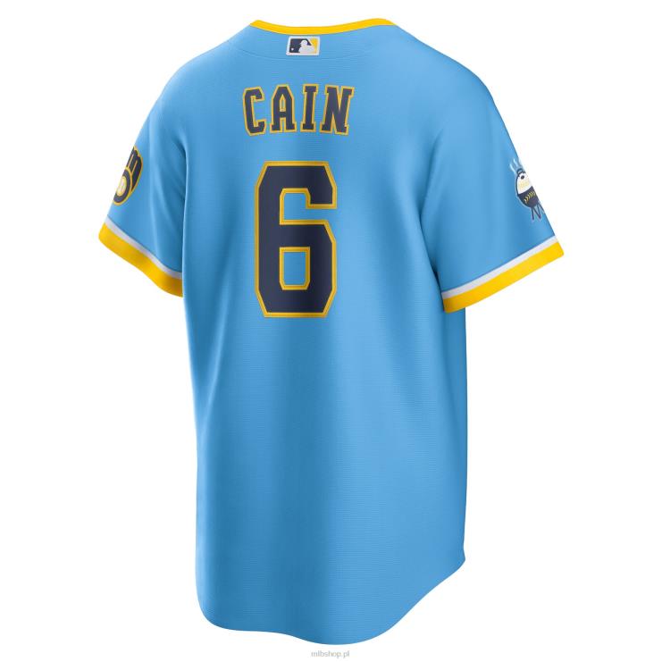 replika koszulki gracza milwaukee brewers lorenzo cain nike w kolorze pudrowego błękitu 2022 city connect mężczyźni 0J02V1338 MLB Jerseys