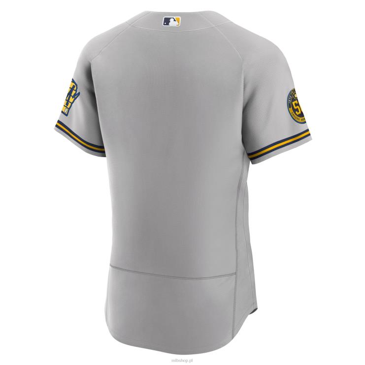 szara, autentyczna koszulka zespołu Milwaukee brewers nike mężczyźni 0J02V1557 MLB Jerseys