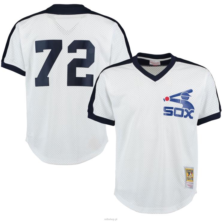 chicago white sox carlton fisk mitchell & ness biała koszulka treningowa z siateczki cooperstown mężczyźni 0J02V1150 MLB Jerseys