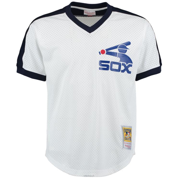 chicago white sox carlton fisk mitchell & ness biała koszulka treningowa z siateczki cooperstown mężczyźni 0J02V1150 MLB Jerseys