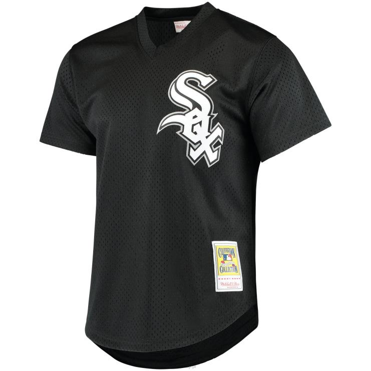 chicago white sox frank thomas mitchell & ness czarna koszulka treningowa z siateczki cooperstown mężczyźni 0J02V782 MLB Jerseys