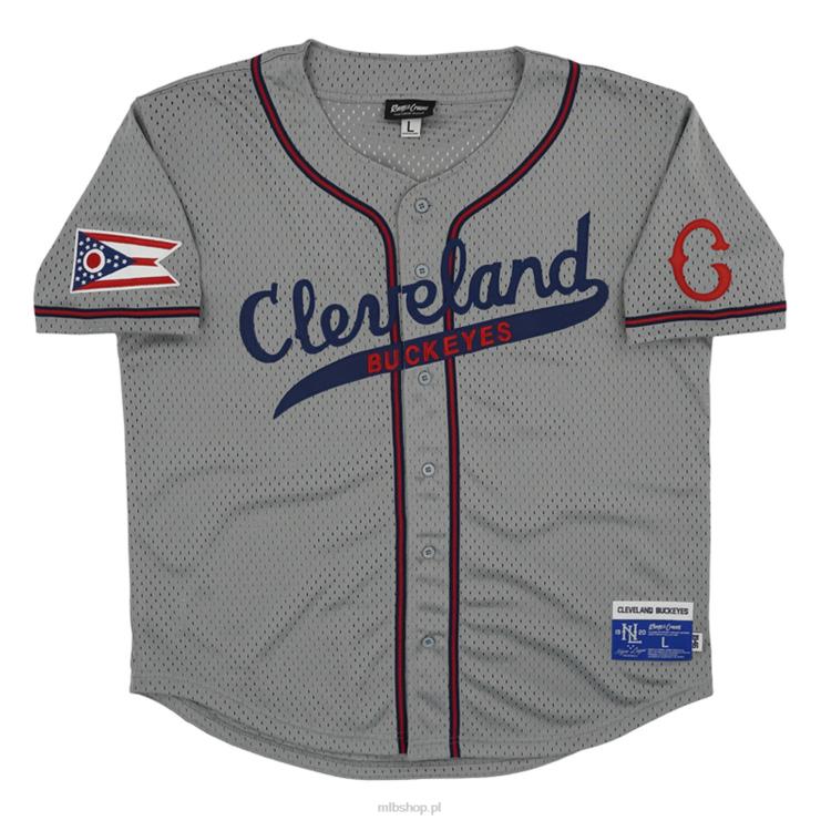 cleveland buckeyes #10 rings & crwns szara siatkowa replika koszulki z guzikami mężczyźni 0J02V1478 MLB Jerseys