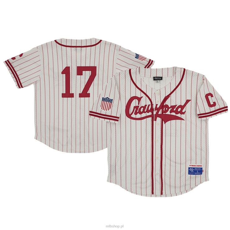 pittsburgh crawfords #17 rings & crwns kremowa replika koszulki z siateczki zapinanej na guziki mężczyźni 0J02V1422 MLB Jerseys