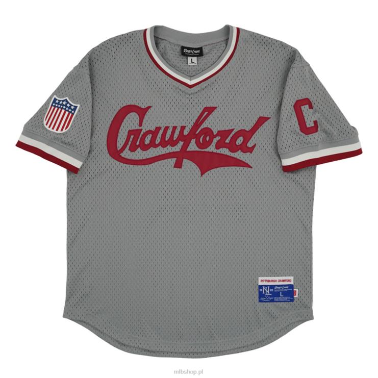 pittsburgh crawfords #17 rings & crwns szara replika koszulki z siateczki z dekoltem w szpic mężczyźni 0J02V1456 MLB Jerseys