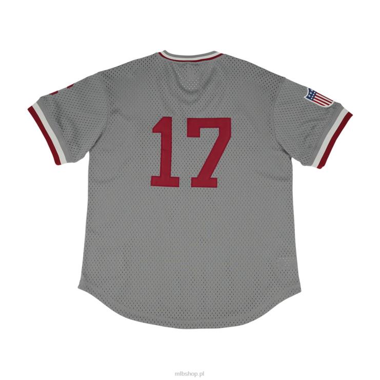 pittsburgh crawfords #17 rings & crwns szara replika koszulki z siateczki z dekoltem w szpic mężczyźni 0J02V1456 MLB Jerseys