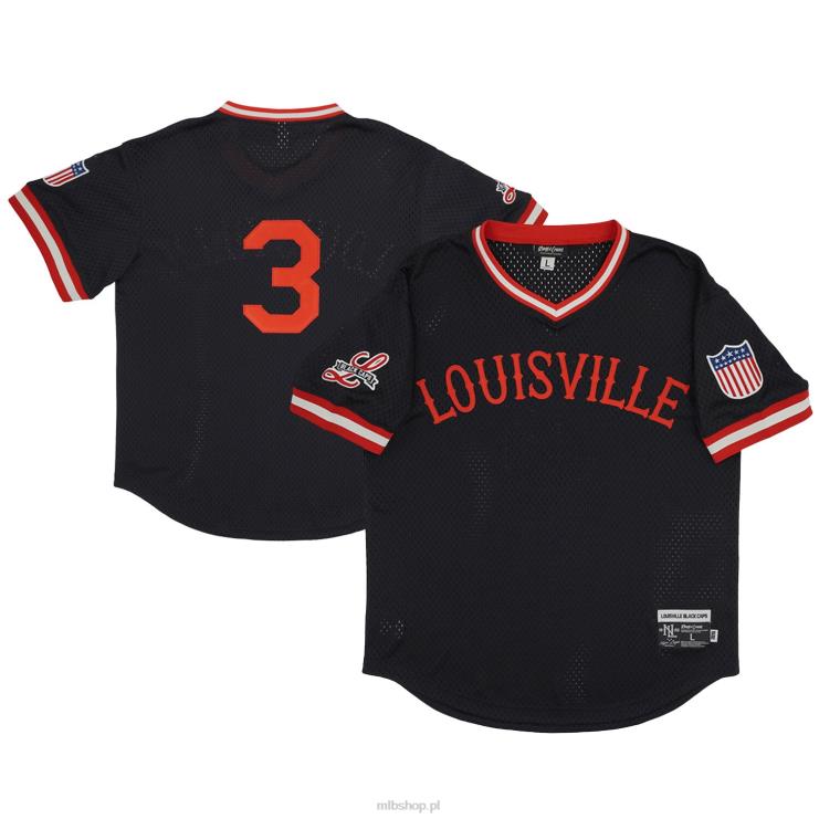 louisville czarne czapki z daszkiem #3 rings & crwns replika czarnej siateczkowej koszulki z dekoltem w szpic mężczyźni 0J02V1284 MLB Jerseys