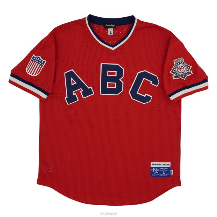 Atlanta Black Crackers #44 Rings & Crwns Replika czerwonej siateczkowej koszulki z dekoltem w szpic mężczyźni 0J02V1433 MLB Jerseys