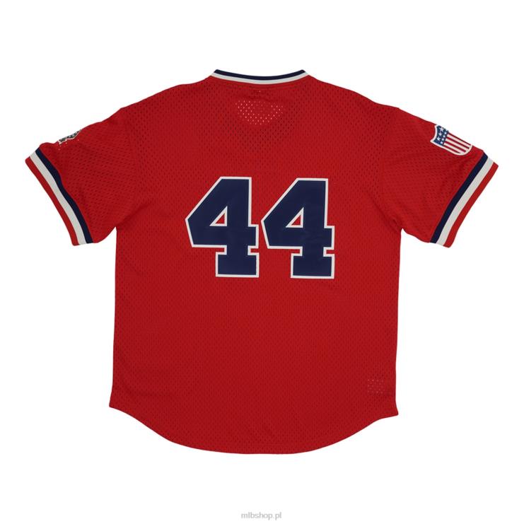 Atlanta Black Crackers #44 Rings & Crwns Replika czerwonej siateczkowej koszulki z dekoltem w szpic mężczyźni 0J02V1433 MLB Jerseys