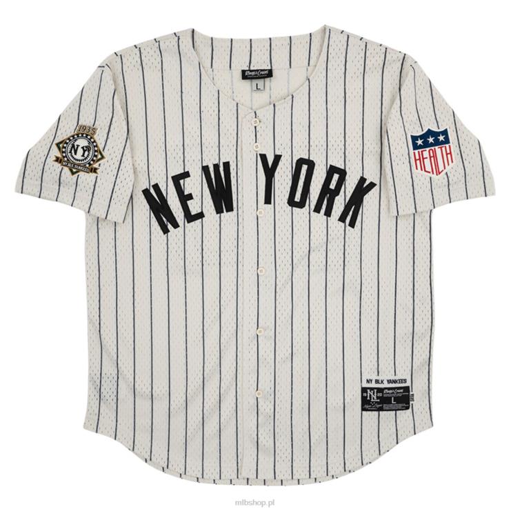 New York Black Yankees #25 Rings & Crwns kremowa replika koszulki z siateczki zapinanej na guziki mężczyźni 0J02V1439 MLB Jerseys