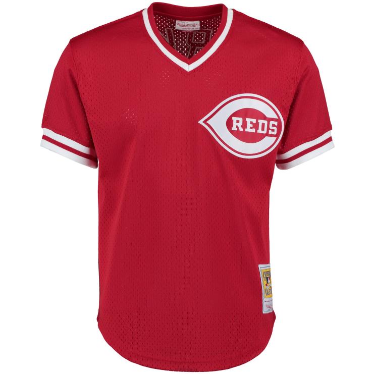cincinnati reds barry larkin mitchell & ness czerwona moda kolekcja cooperstown siatkowa koszulka treningowa mrugnięcia mężczyźni 0J02V1003 MLB Jerseys