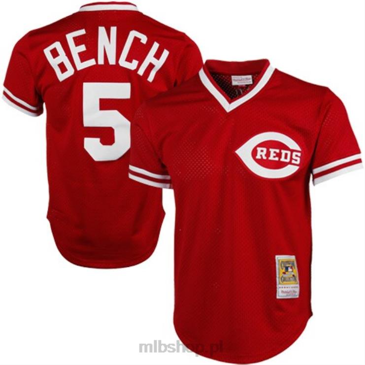 cincinnati reds johnny bench mitchell & ness red 1983 autentyczna kolekcja cooperstown siatkowa koszulka treningowa mrugnięcia mężczyźni 0J02V665 MLB Jerseys
