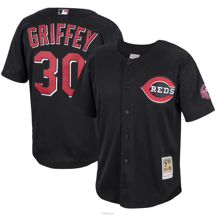cincinnati reds ken griffey jr. Czarna koszulka treningowa mitchell & ness z kolekcji cooperstown mężczyźni 0J02V11 MLB Jerseys