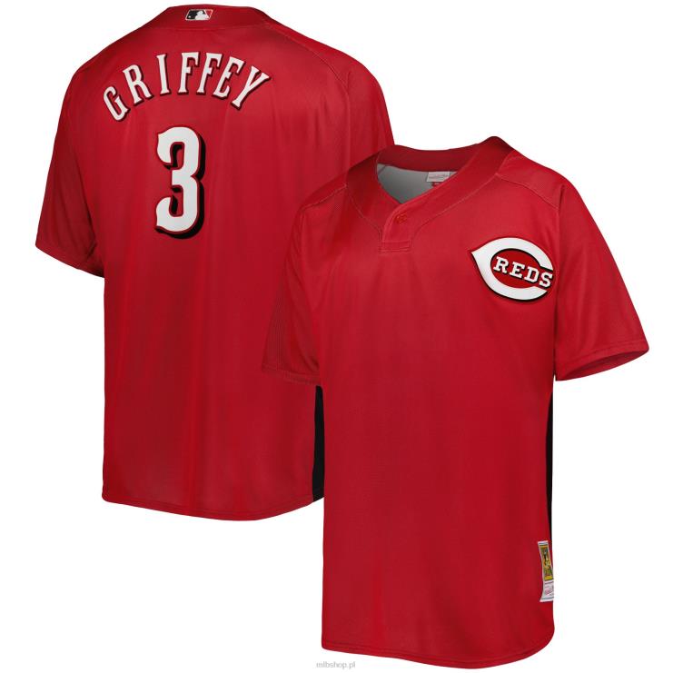 cincinnati reds ken griffey jr. Mitchell & ness czerwona koszulka treningowa z siateczki z kolekcji Cooperstown mężczyźni 0J02V638 MLB Jerseys