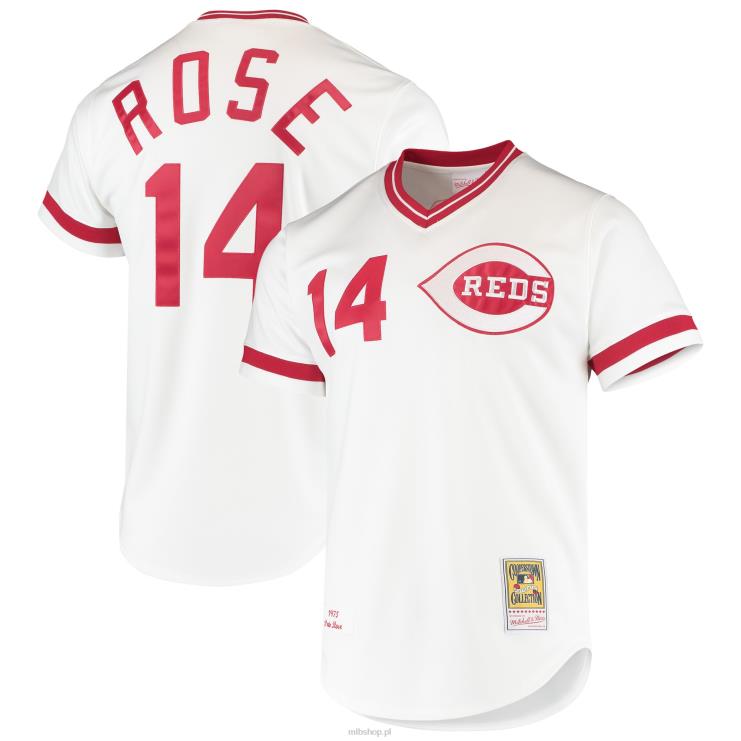 cincinnati reds pete rose mitchell & ness biała autentyczna koszulka z kolekcji cooperstown mężczyźni 0J02V637 MLB Jerseys