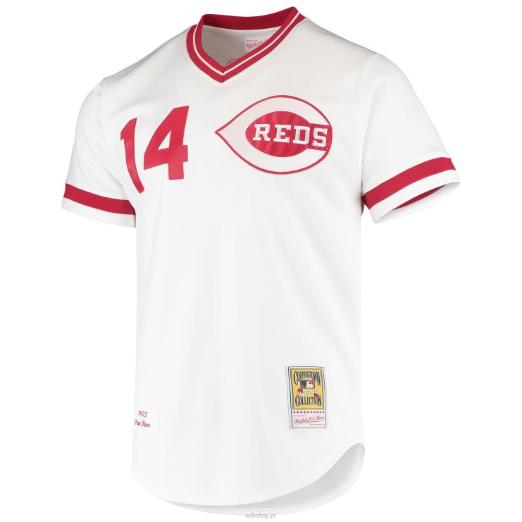 cincinnati reds pete rose mitchell & ness biała autentyczna koszulka z kolekcji cooperstown mężczyźni 0J02V637 MLB Jerseys