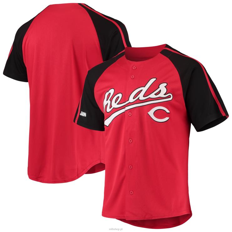 cincinnati reds przeszycia czerwona zapinana na guziki replika raglanowej koszulki mężczyźni 0J02V1127 MLB Jerseys