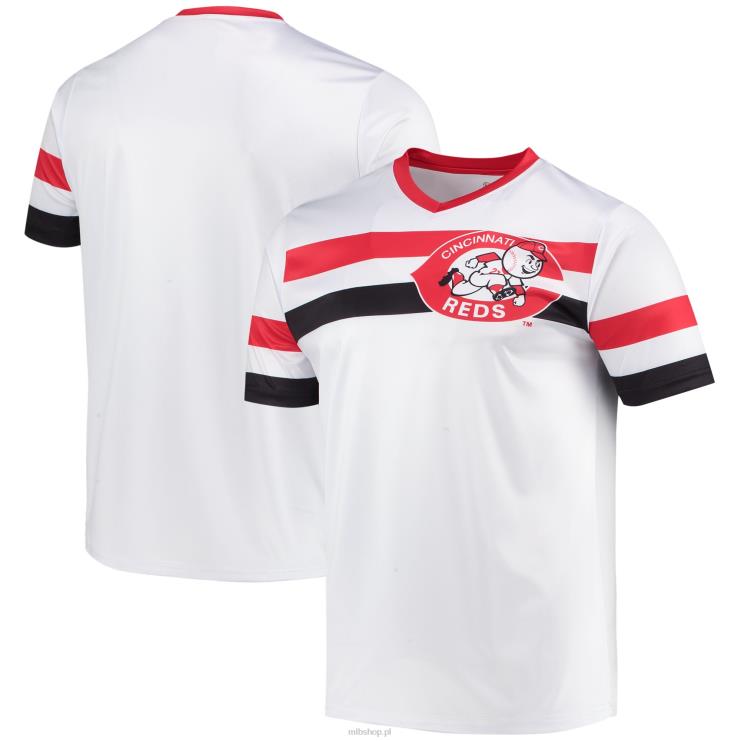 cincinnati reds szwy biała koszulka z dekoltem w szpic z kolekcji cooperstown mężczyźni 0J02V1475 MLB Jerseys