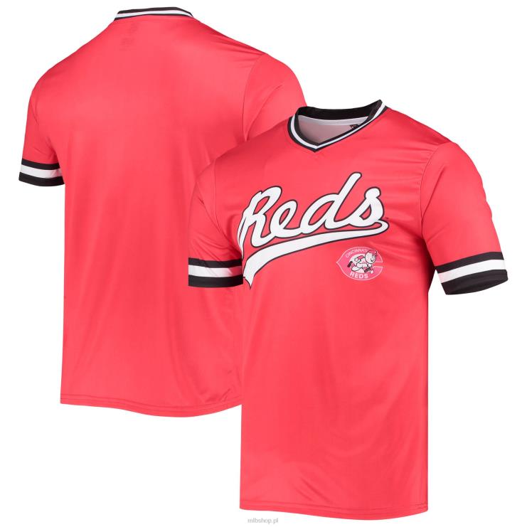 cincinnati reds szwy czerwono-czarna koszulka z kolekcji cooperstown z dekoltem w szpic w kolorze drużyny mężczyźni 0J02V1574 MLB Jerseys