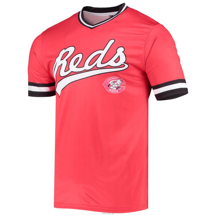 cincinnati reds szwy czerwono-czarna koszulka z kolekcji cooperstown z dekoltem w szpic w kolorze drużyny mężczyźni 0J02V1574 MLB Jerseys